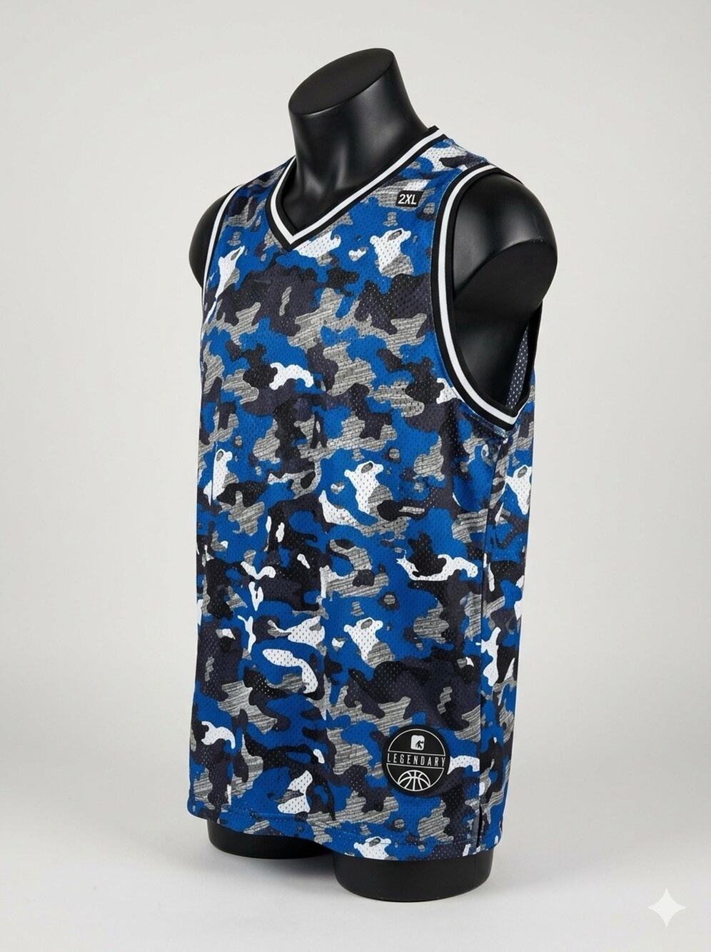 AND1 Men's Breathable Mesh Basketball Jersey Tank Blue Camo Big & Tall 2XL